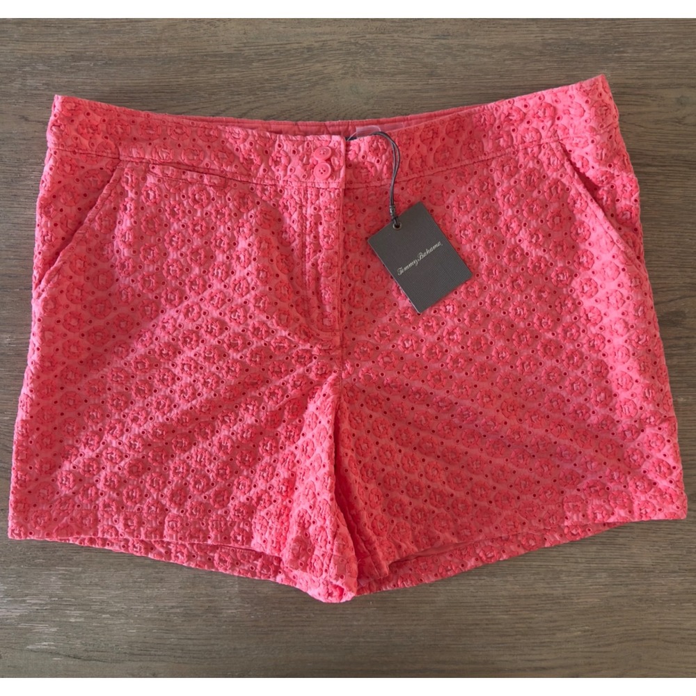 Tommy Bahama Eugenia Eyelet Short-Coral-Women's Size 16-NWT-Fully Lined Cotton